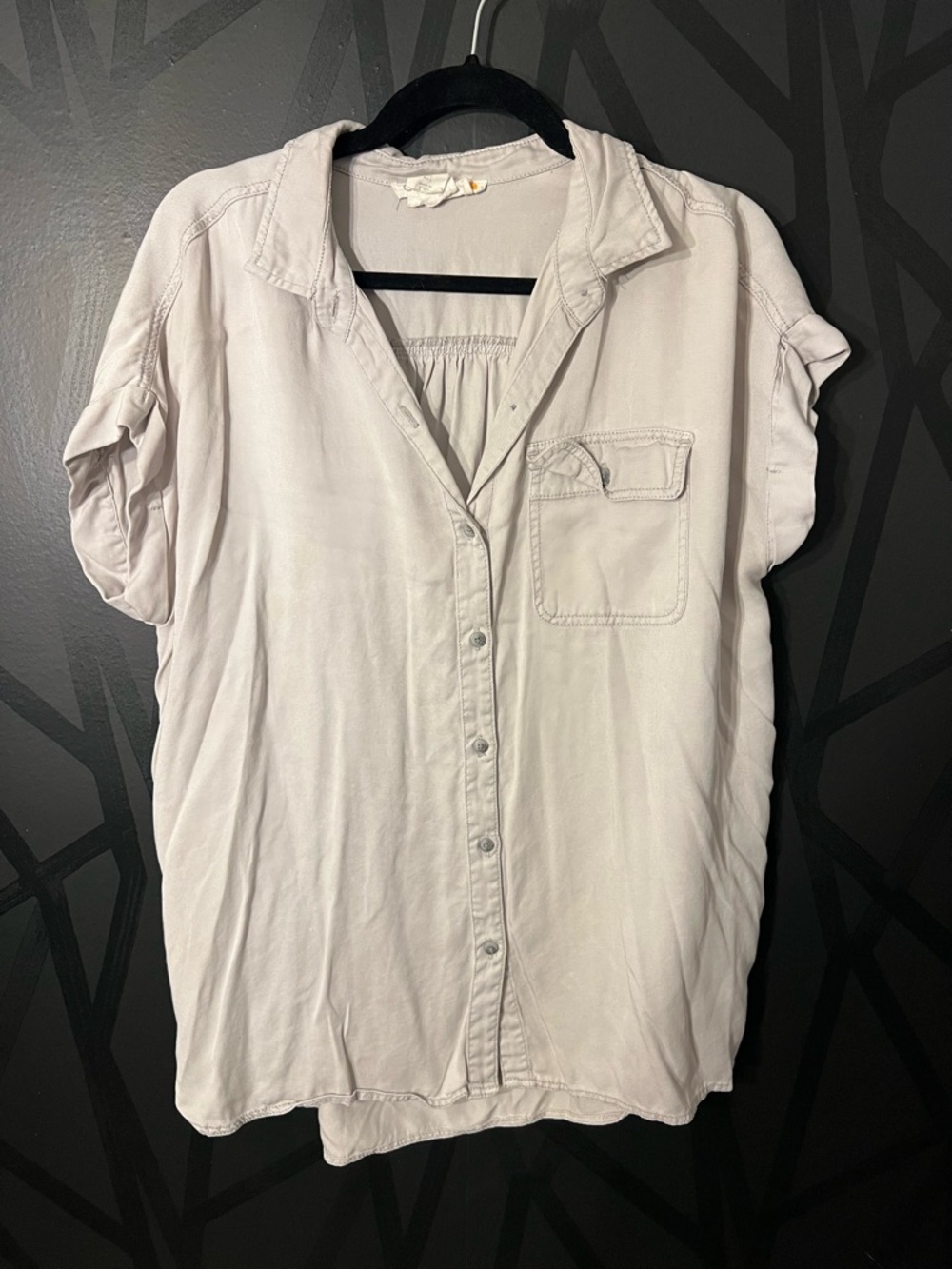 C&C California Light Gray Button-Front Women's Shirt Top